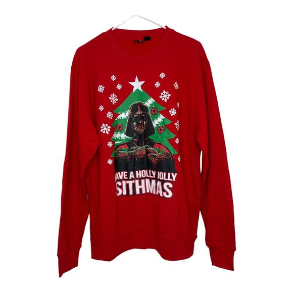 Star Wars New Crew Neck Sweatshirt Have A Holly Jolly Sithmas Darth Vader Size L - Picture 1 of 5